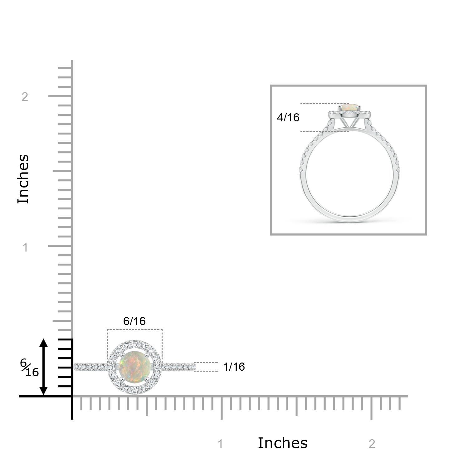 AAAA - Opal / 0.6 CT / 14 KT White Gold