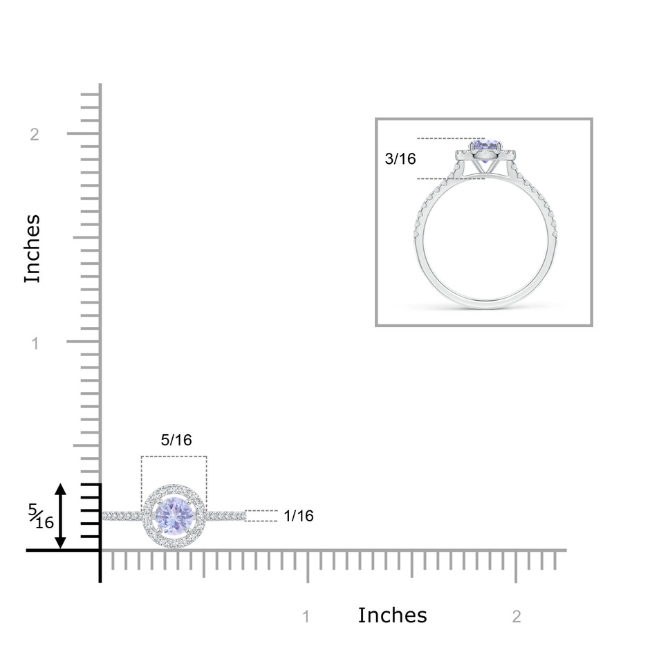 4mm A Floating Tanzanite Halo Ring with Diamond Accents in P950 Platinum ruler