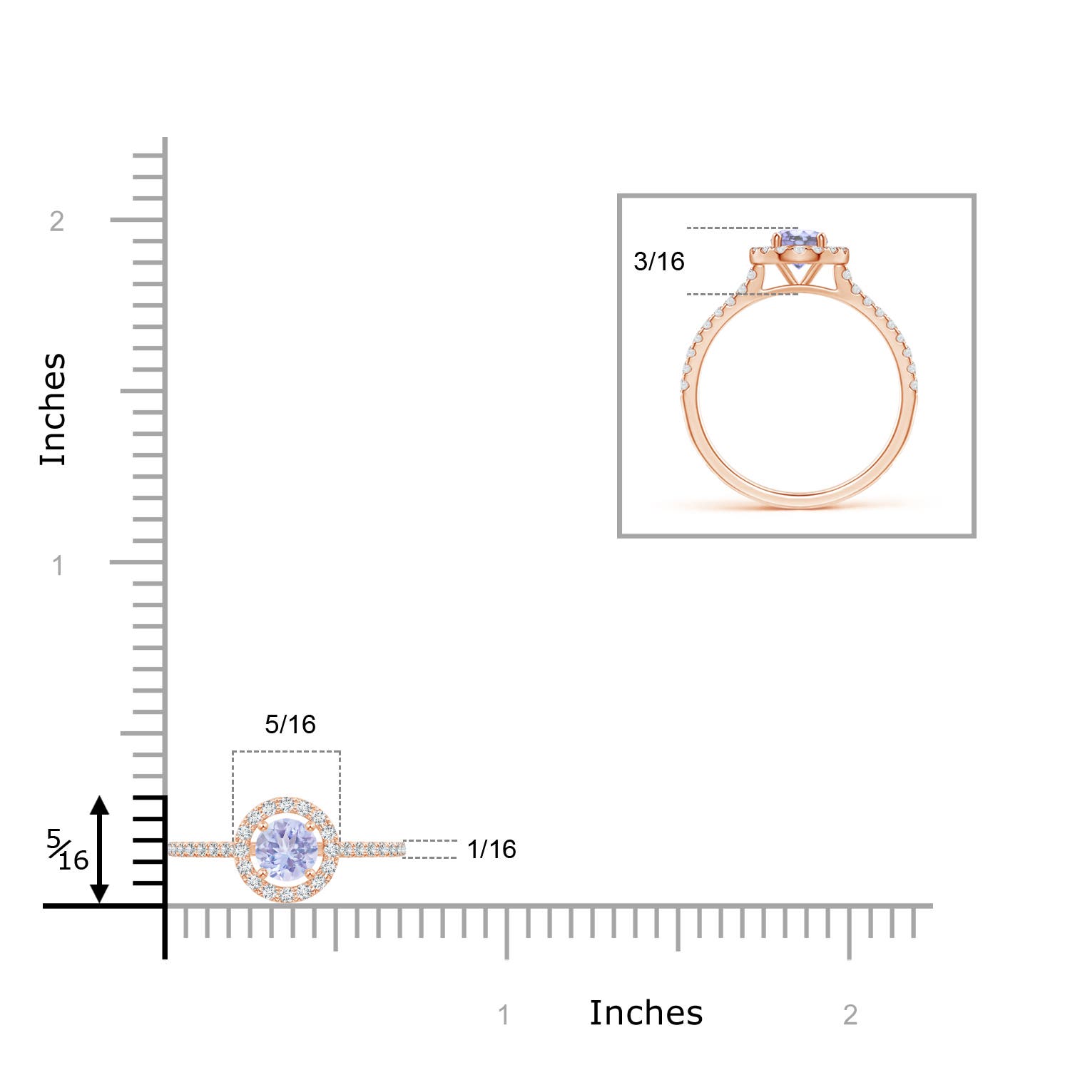 A - Tanzanite / 0.43 CT / 14 KT Rose Gold