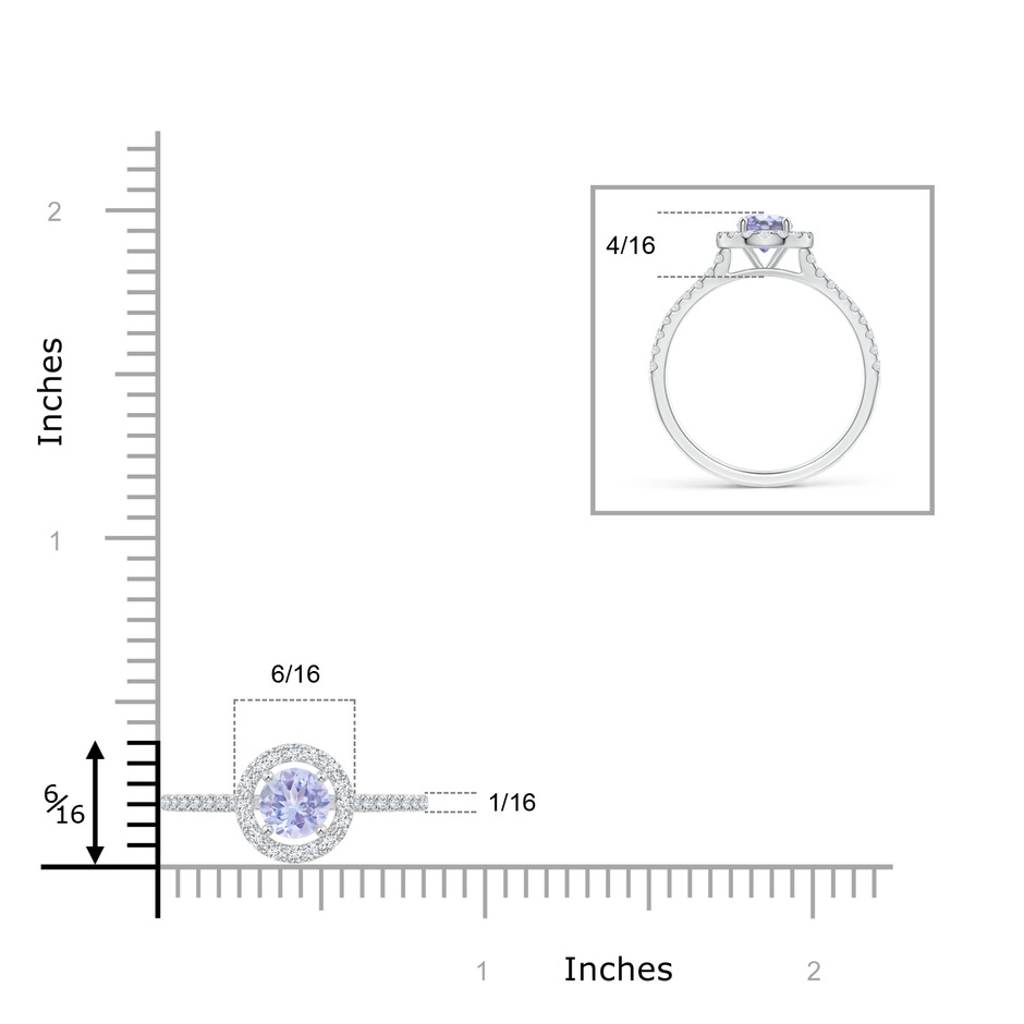 5mm A Floating Tanzanite Halo Ring with Diamond Accents in P950 Platinum ruler