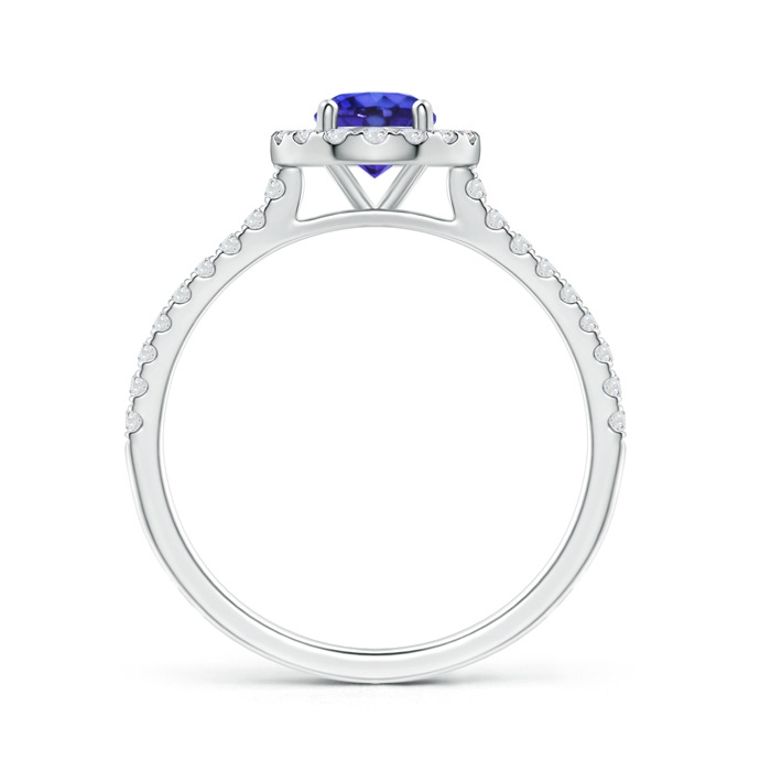 5mm AAAA Floating Tanzanite Halo Ring with Diamond Accents in White Gold side-1