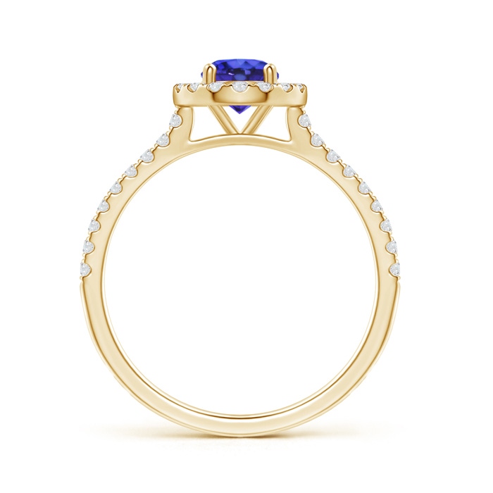 5mm AAAA Floating Tanzanite Halo Ring with Diamond Accents in Yellow Gold side-1