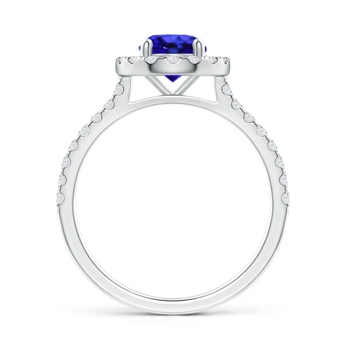 6mm AAA Floating Tanzanite Halo Ring with Diamond Accents in White Gold side-1