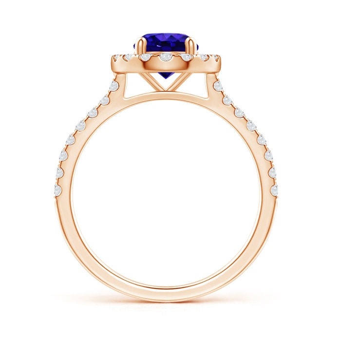 6mm AAAA Floating Tanzanite Halo Ring with Diamond Accents in Rose Gold side-1