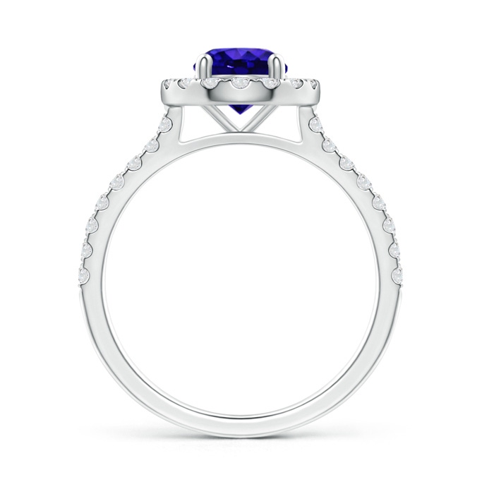 6mm AAAA Floating Tanzanite Halo Ring with Diamond Accents in White Gold side-1