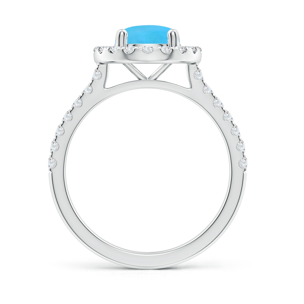 7mm AAA Floating Turquoise Halo Ring with Diamond Accents in White Gold Side-1