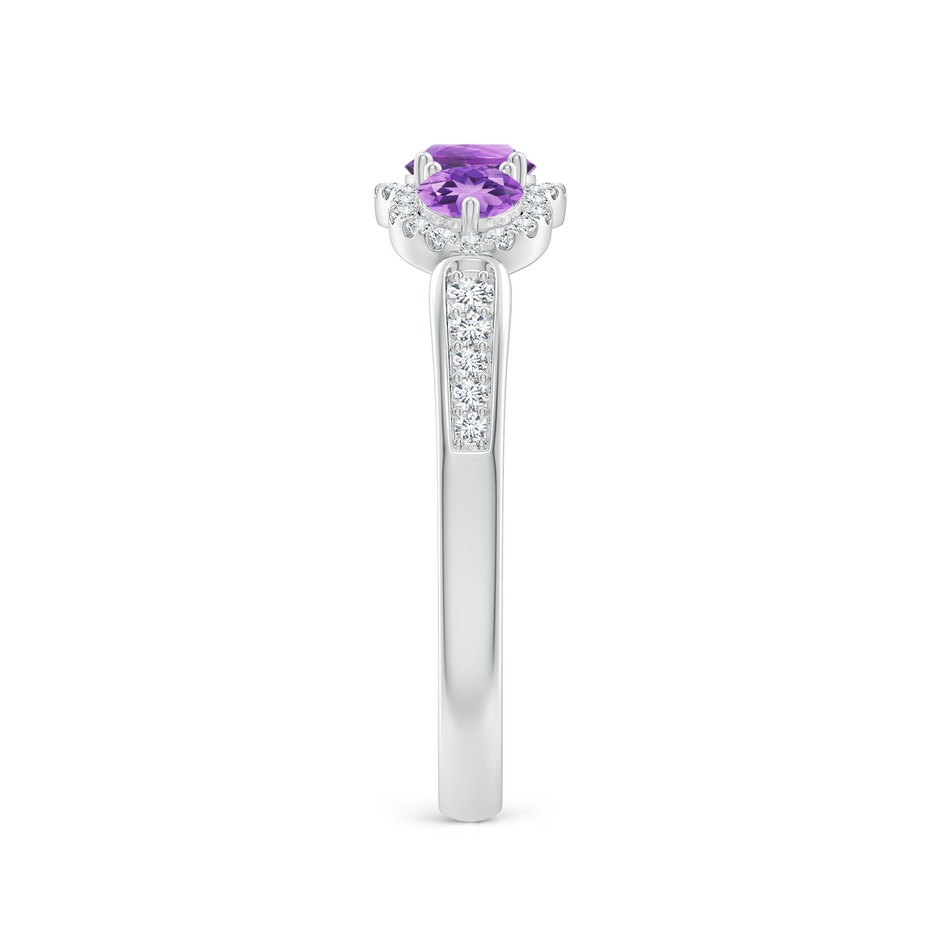 4mm A Floating Three Stone Amethyst Ring with Diamond Halo in P950 Platinum side-2