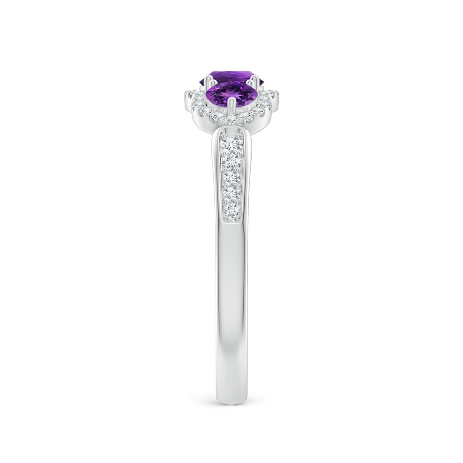 4mm AAAA Floating Three Stone Amethyst Ring with Diamond Halo in P950 Platinum side-2