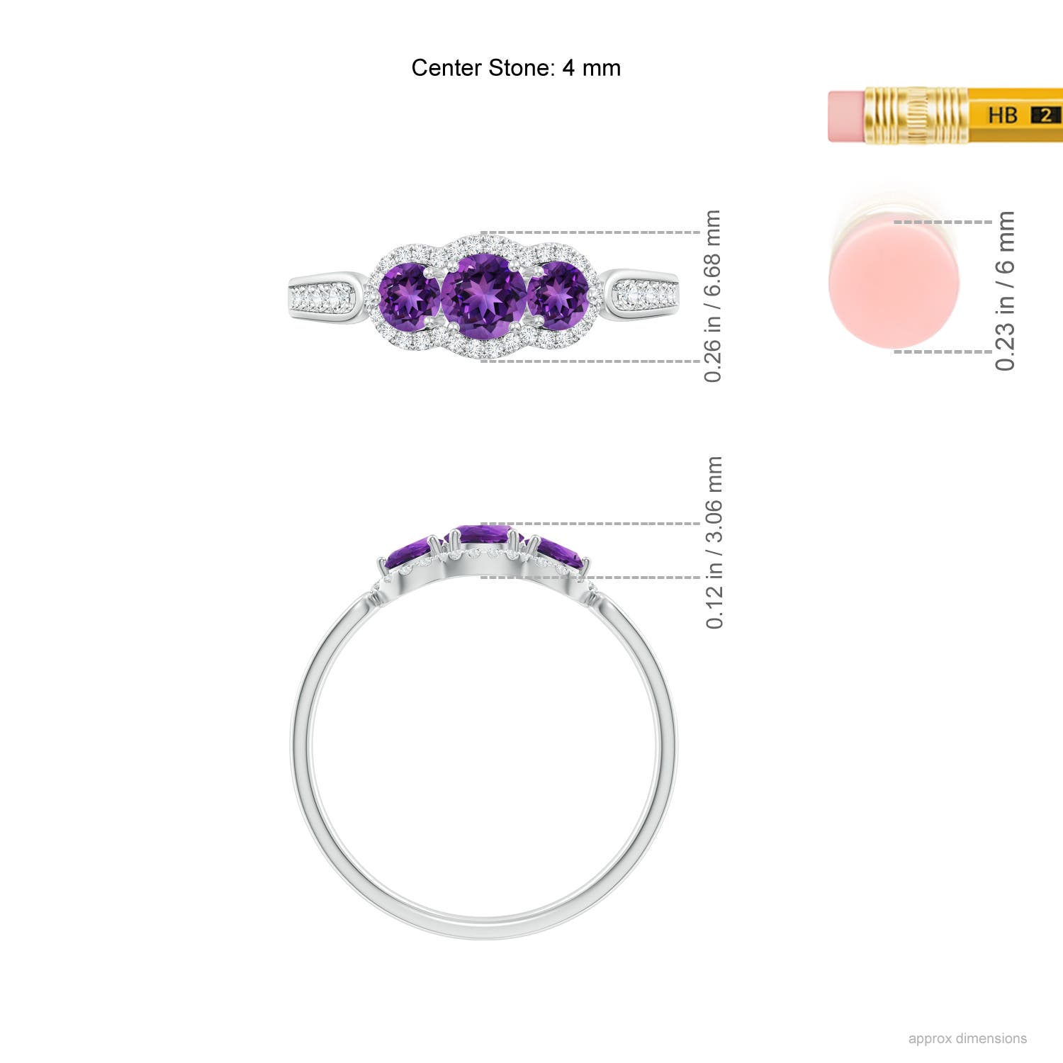 AAAA - Amethyst / 0.76 CT / 14 KT White Gold