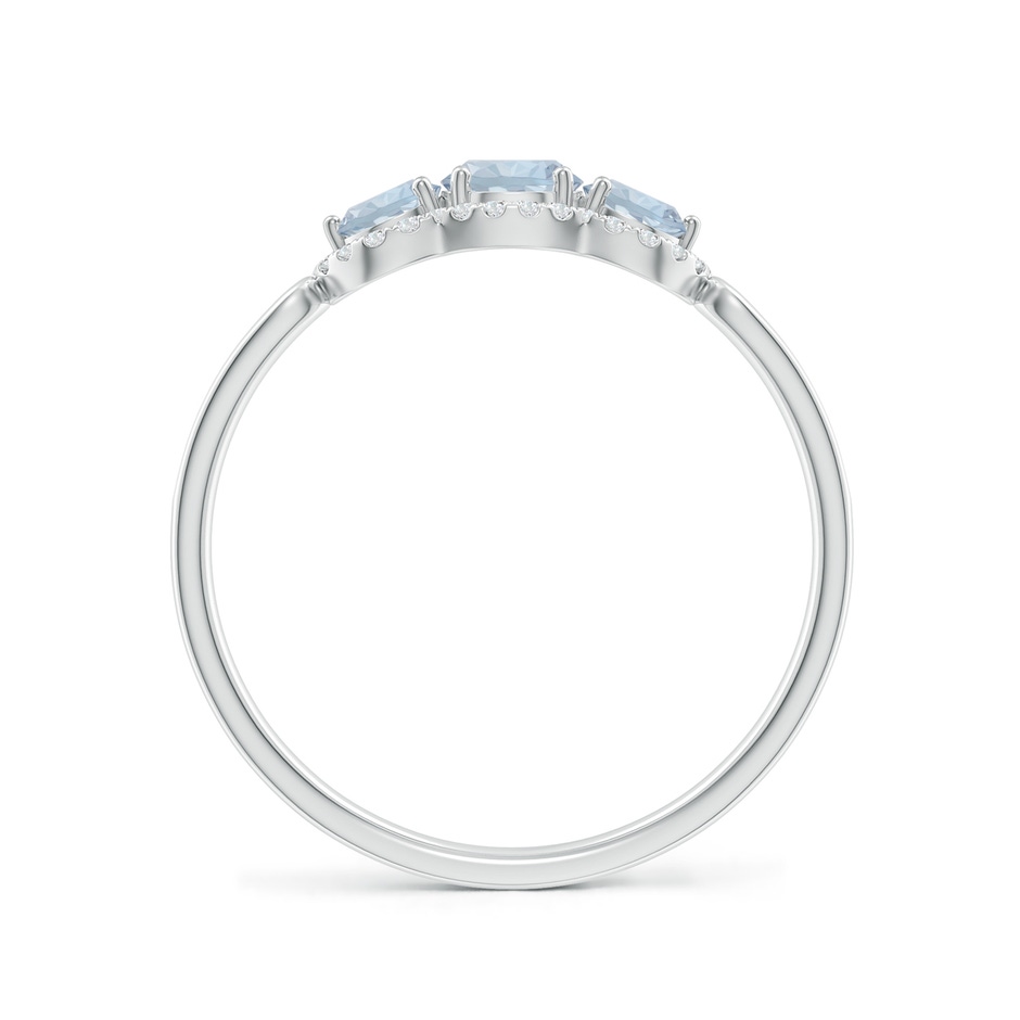 4mm A Floating Three Stone Aquamarine Ring with Diamond Halo in White Gold side 199