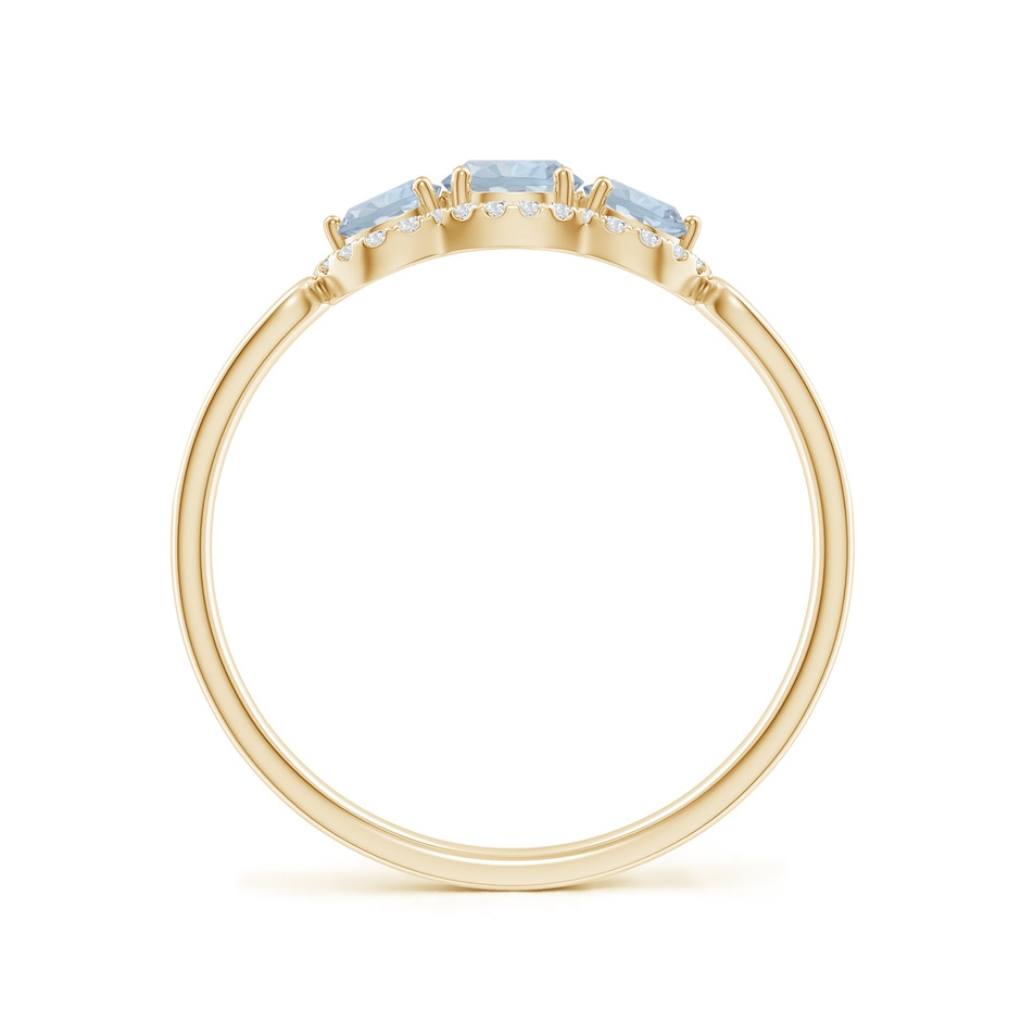 4mm A Floating Three Stone Aquamarine Ring with Diamond Halo in Yellow Gold side 199