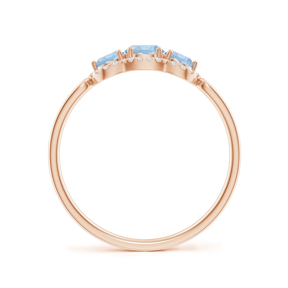 4mm AA Floating Three Stone Aquamarine Ring with Diamond Halo in Rose Gold side 199