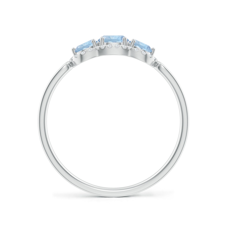 4mm AA Floating Three Stone Aquamarine Ring with Diamond Halo in White Gold side 199