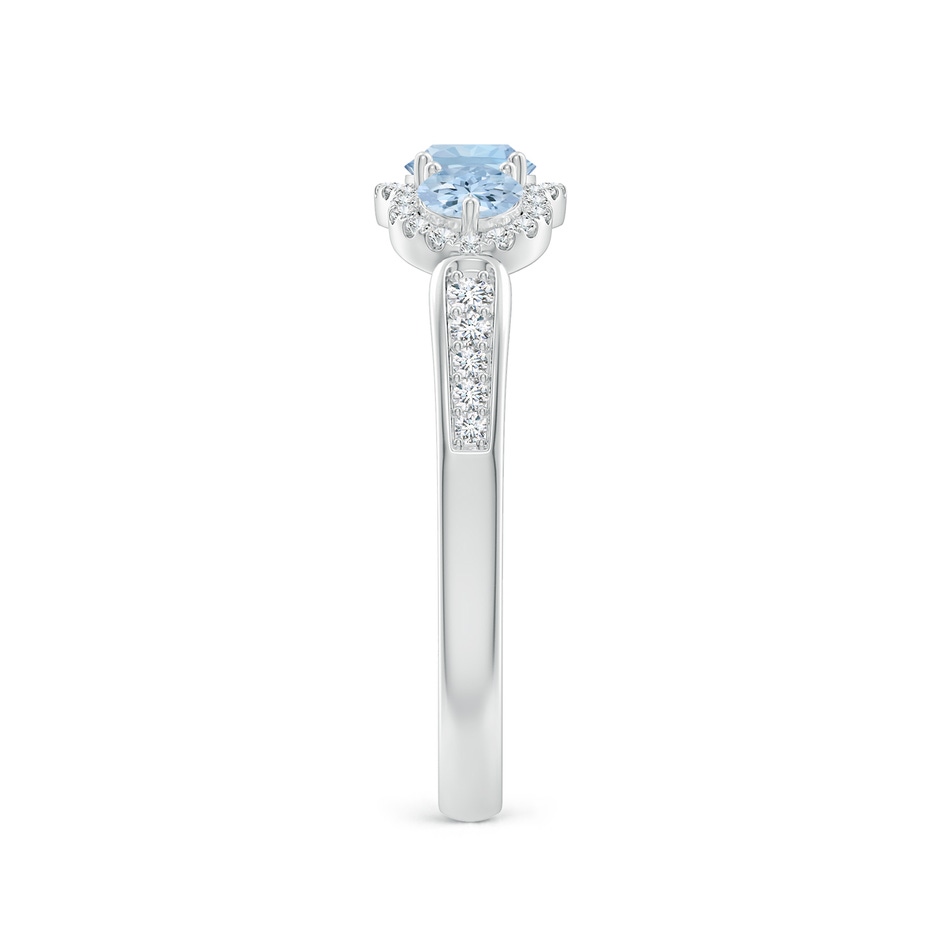 4mm AA Floating Three Stone Aquamarine Ring with Diamond Halo in White Gold side 299