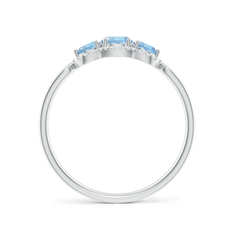 4mm AAA Floating Three Stone Aquamarine Ring with Diamond Halo in White Gold side 199