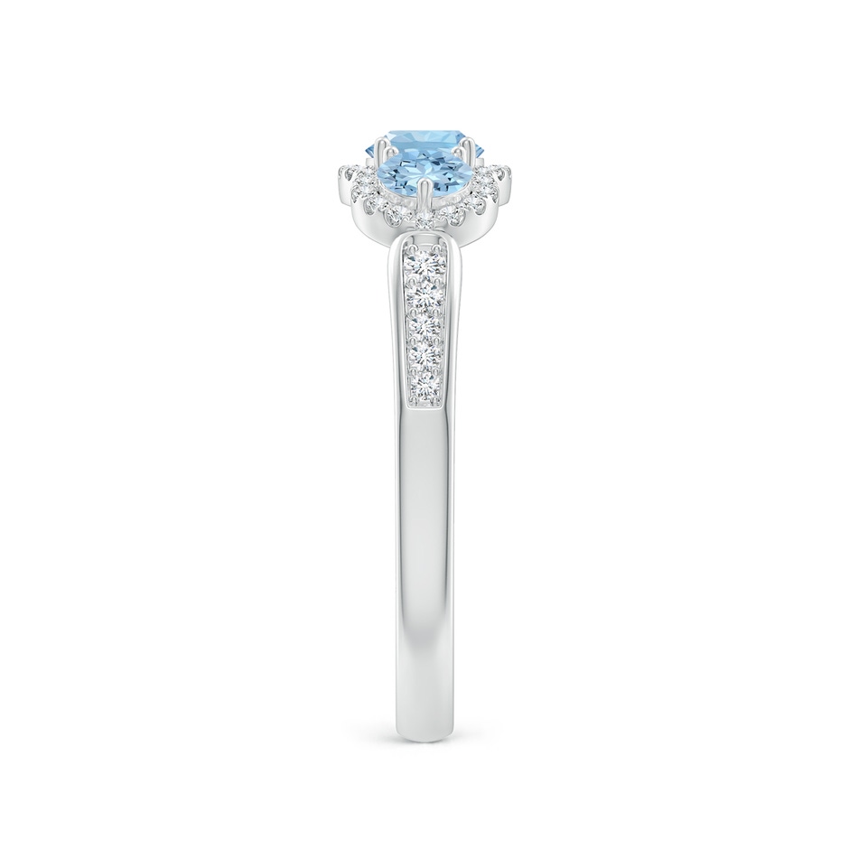 4mm AAA Floating Three Stone Aquamarine Ring with Diamond Halo in White Gold side 299