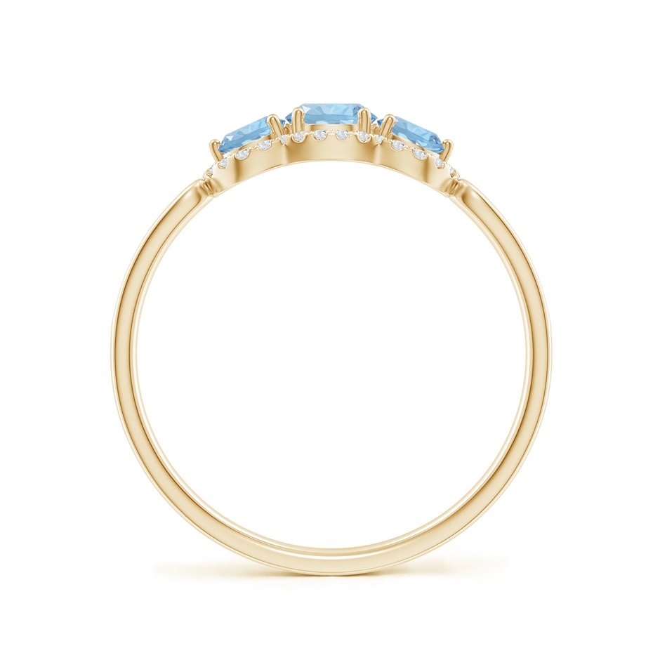 4mm AAA Floating Three Stone Aquamarine Ring with Diamond Halo in Yellow Gold side 199