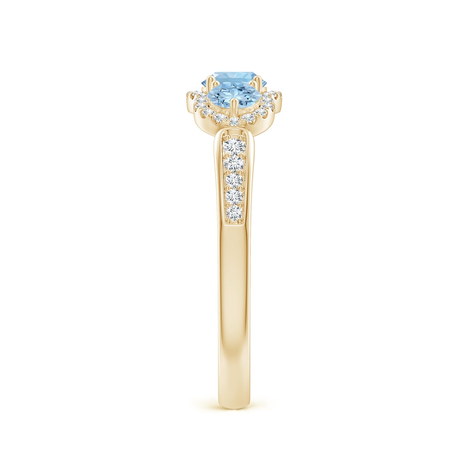 4mm AAA Floating Three Stone Aquamarine Ring with Diamond Halo in Yellow Gold side 299