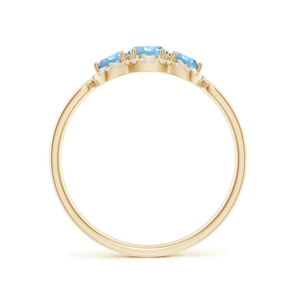 4mm AAAA Floating Three Stone Aquamarine Ring with Diamond Halo in Yellow Gold side 199