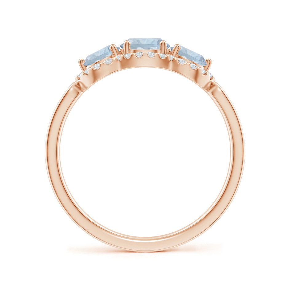 5mm A Floating Three Stone Aquamarine Ring with Diamond Halo in 18K Rose Gold side 199