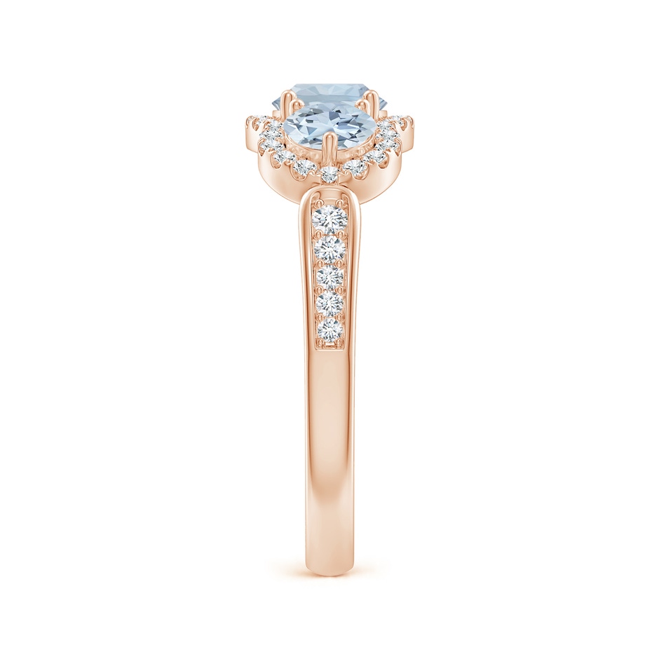 5mm A Floating Three Stone Aquamarine Ring with Diamond Halo in 18K Rose Gold side 299