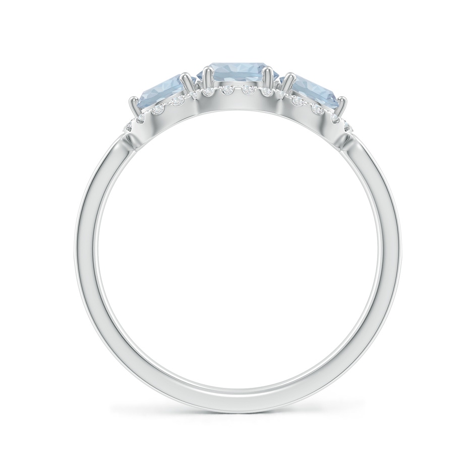 5mm A Floating Three Stone Aquamarine Ring with Diamond Halo in White Gold side 199