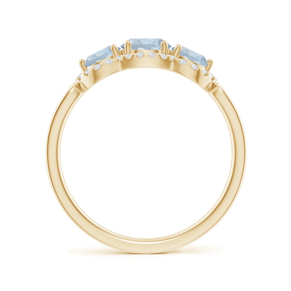 5mm A Floating Three Stone Aquamarine Ring with Diamond Halo in Yellow Gold side 199