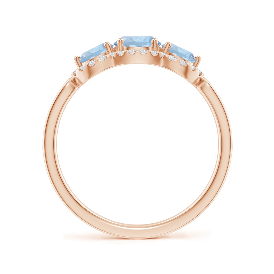 5mm AA Floating Three Stone Aquamarine Ring with Diamond Halo in 18K Rose Gold side 199