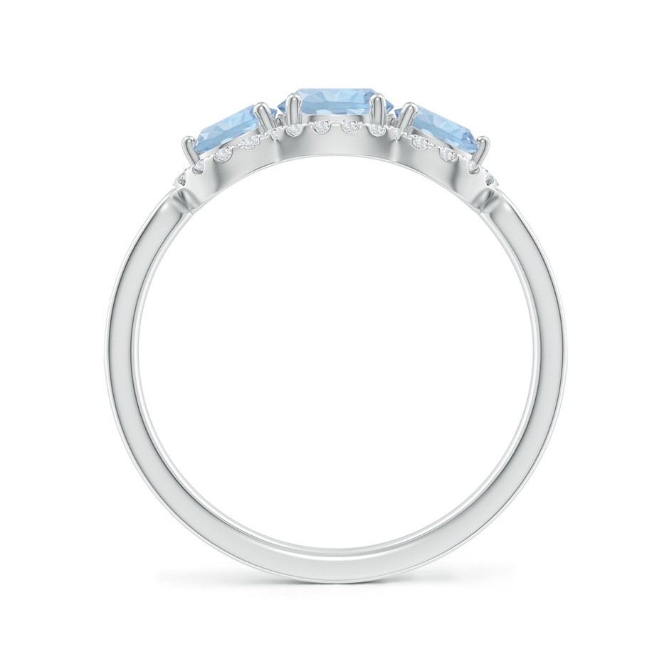 5mm AA Floating Three Stone Aquamarine Ring with Diamond Halo in 18K White Gold side 199