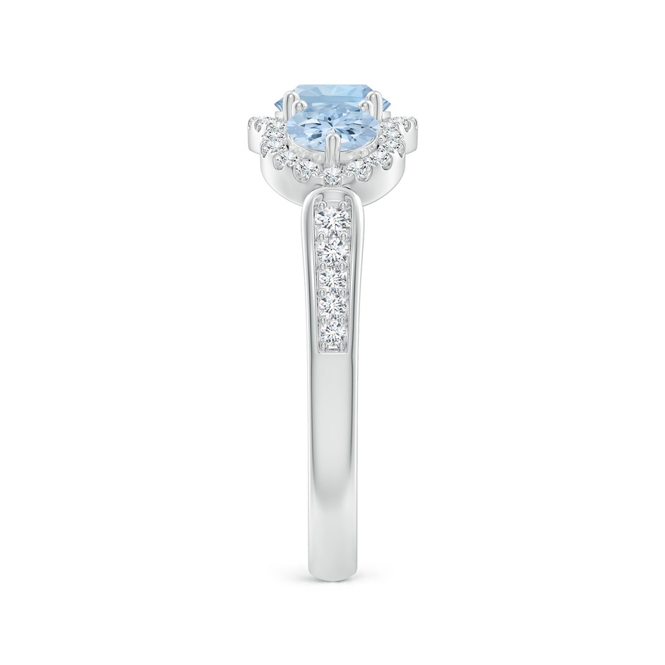 5mm AA Floating Three Stone Aquamarine Ring with Diamond Halo in 18K White Gold side 299