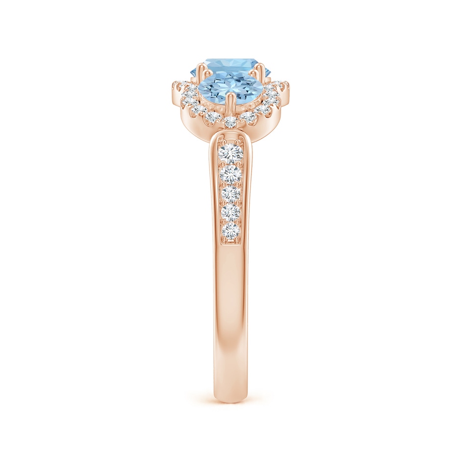 5mm AAA Floating Three Stone Aquamarine Ring with Diamond Halo in Rose Gold side 299