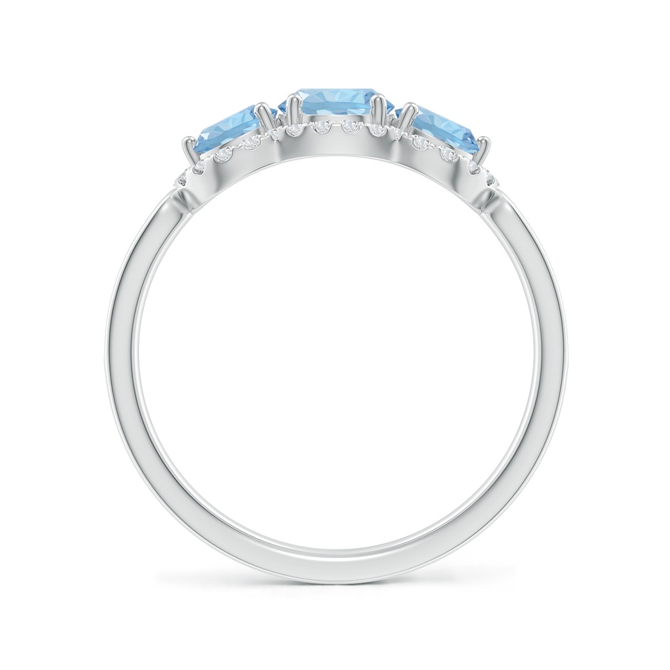 5mm AAA Floating Three Stone Aquamarine Ring with Diamond Halo in White Gold side 199