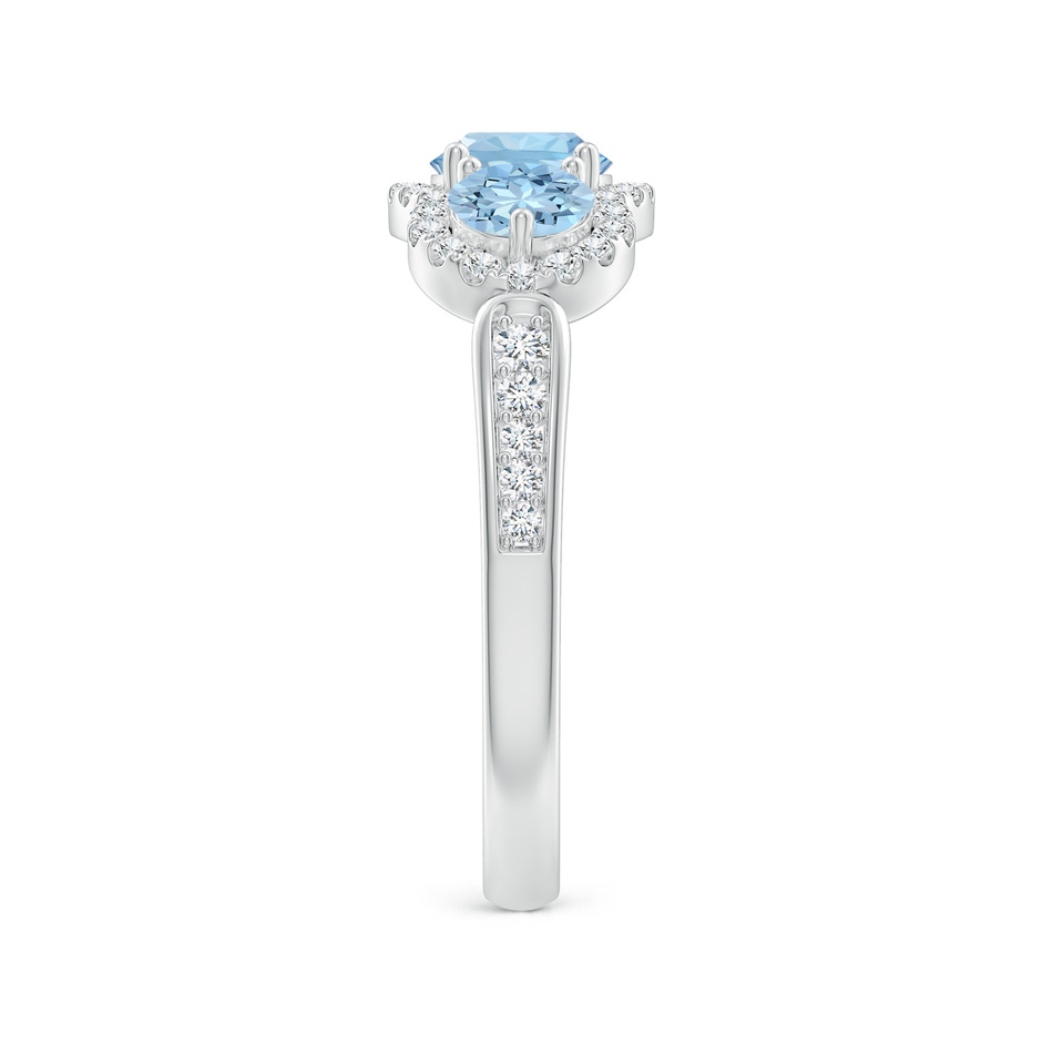 5mm AAA Floating Three Stone Aquamarine Ring with Diamond Halo in White Gold side 299