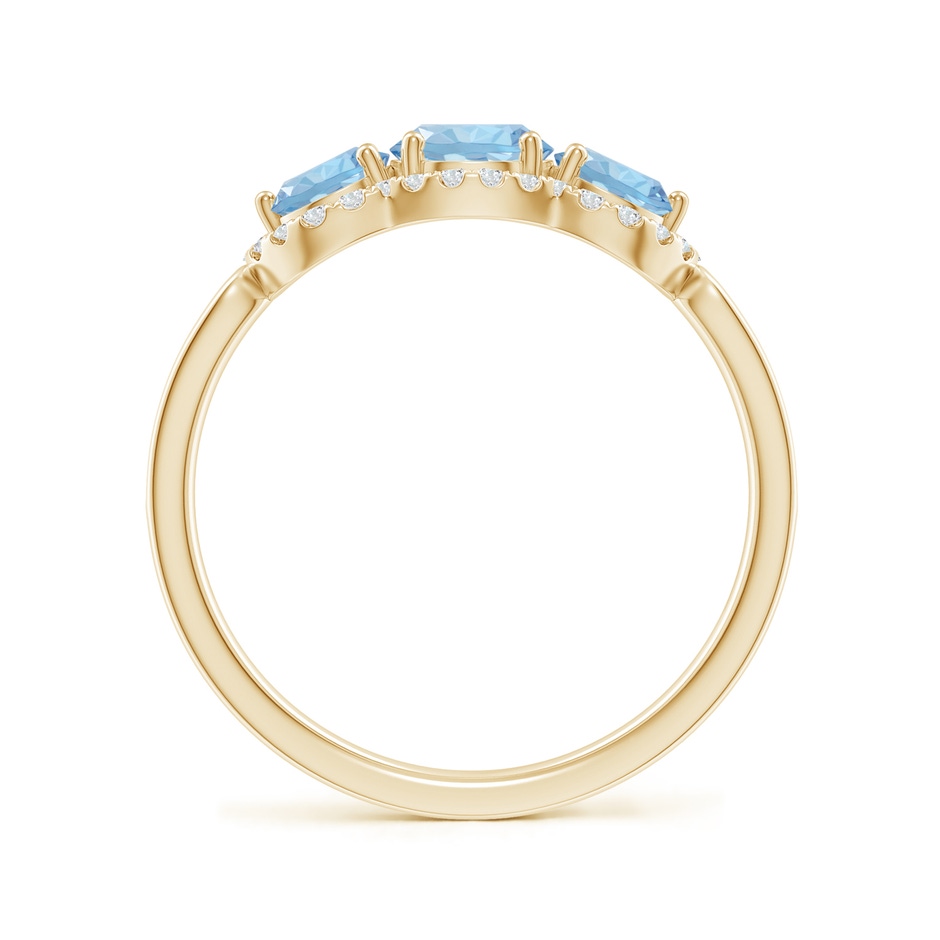 5mm AAA Floating Three Stone Aquamarine Ring with Diamond Halo in Yellow Gold side 199