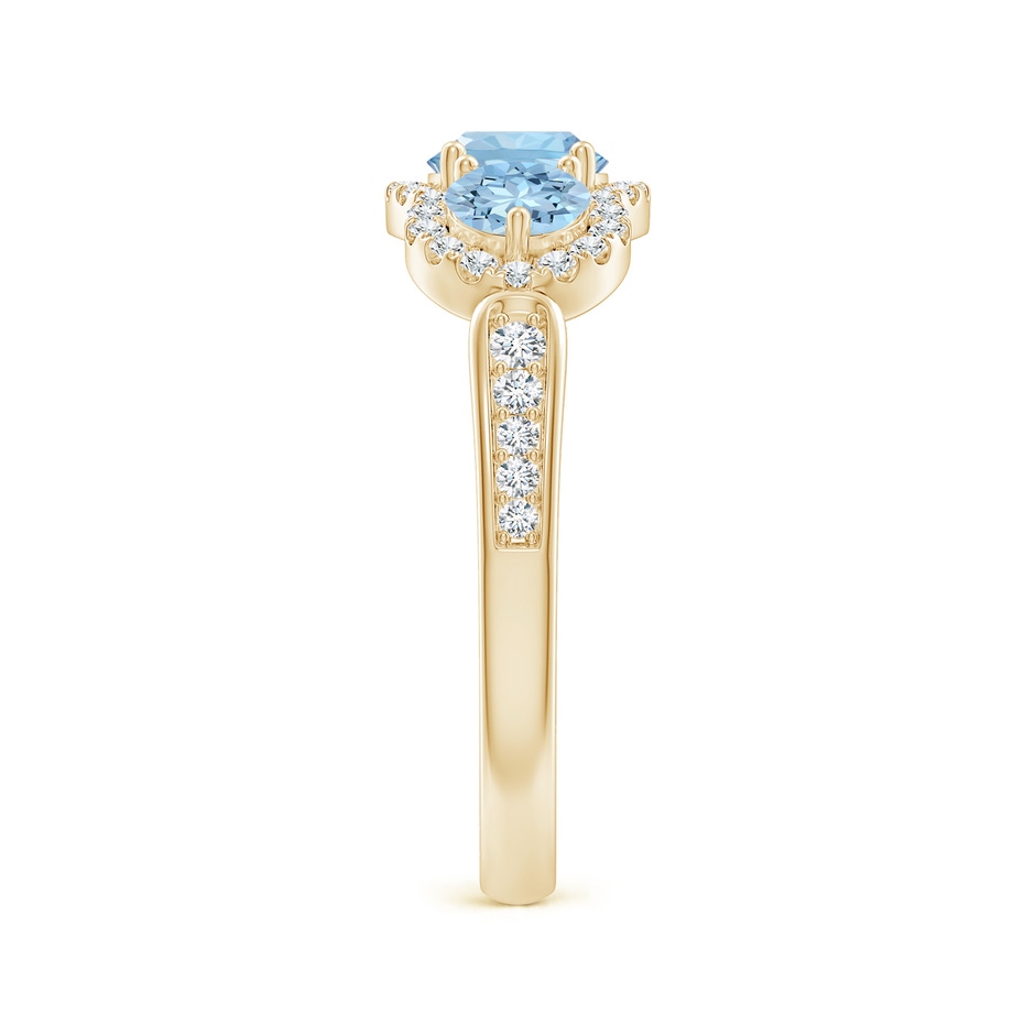 5mm AAA Floating Three Stone Aquamarine Ring with Diamond Halo in Yellow Gold side 299