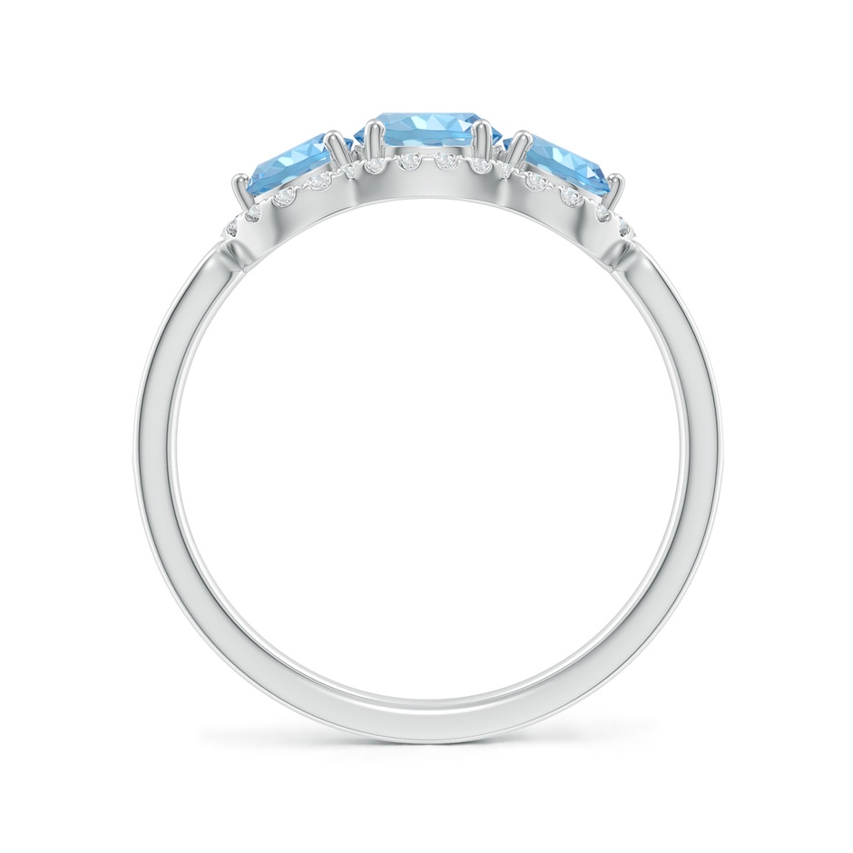 5mm AAAA Floating Three Stone Aquamarine Ring with Diamond Halo in White Gold side-1