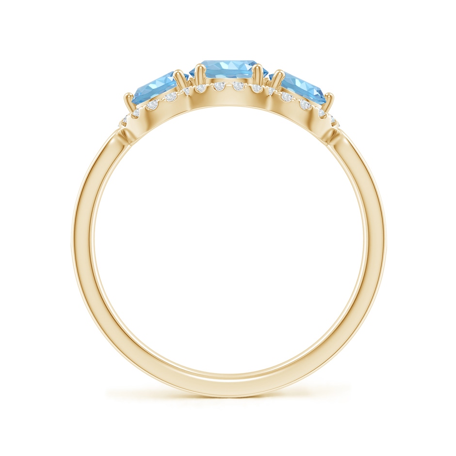 5mm AAAA Floating Three Stone Aquamarine Ring with Diamond Halo in Yellow Gold side 199