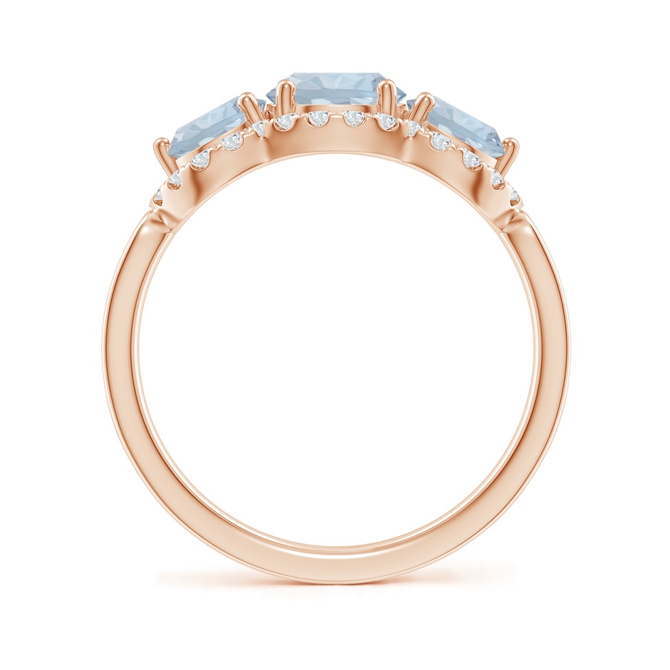 6mm A Floating Three Stone Aquamarine Ring with Diamond Halo in 18K Rose Gold side 199