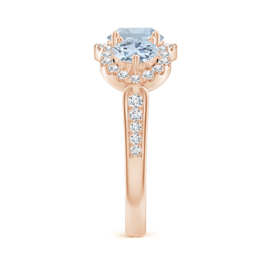 6mm A Floating Three Stone Aquamarine Ring with Diamond Halo in 18K Rose Gold side 299