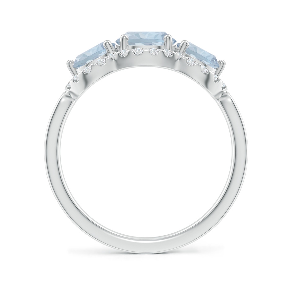 6mm A Floating Three Stone Aquamarine Ring with Diamond Halo in White Gold side 199