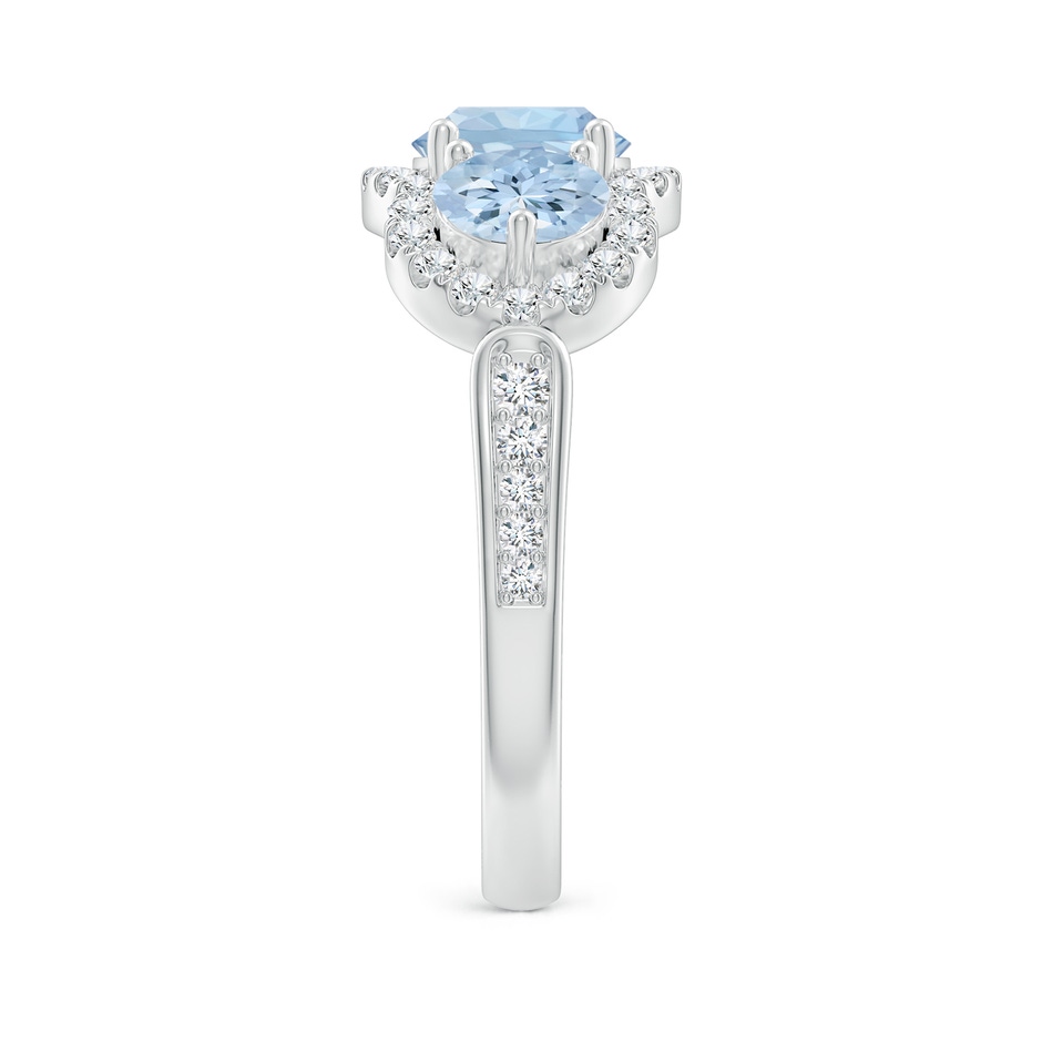 6mm AA Floating Three Stone Aquamarine Ring with Diamond Halo in 18K White Gold side 299