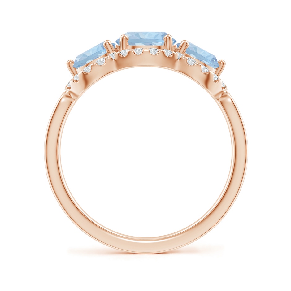 6mm AA Floating Three Stone Aquamarine Ring with Diamond Halo in Rose Gold side 199