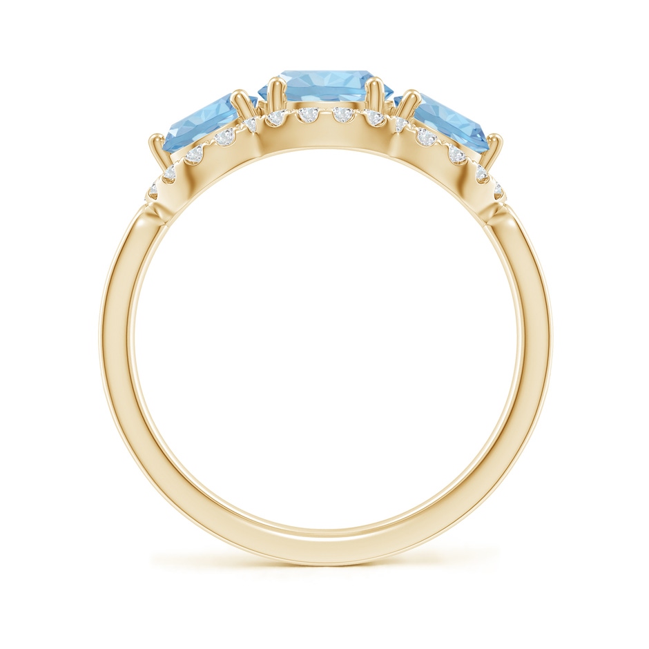 6mm AAA Floating Three Stone Aquamarine Ring with Diamond Halo in 18K Yellow Gold side 199