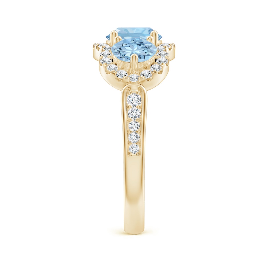 6mm AAA Floating Three Stone Aquamarine Ring with Diamond Halo in 18K Yellow Gold side 299