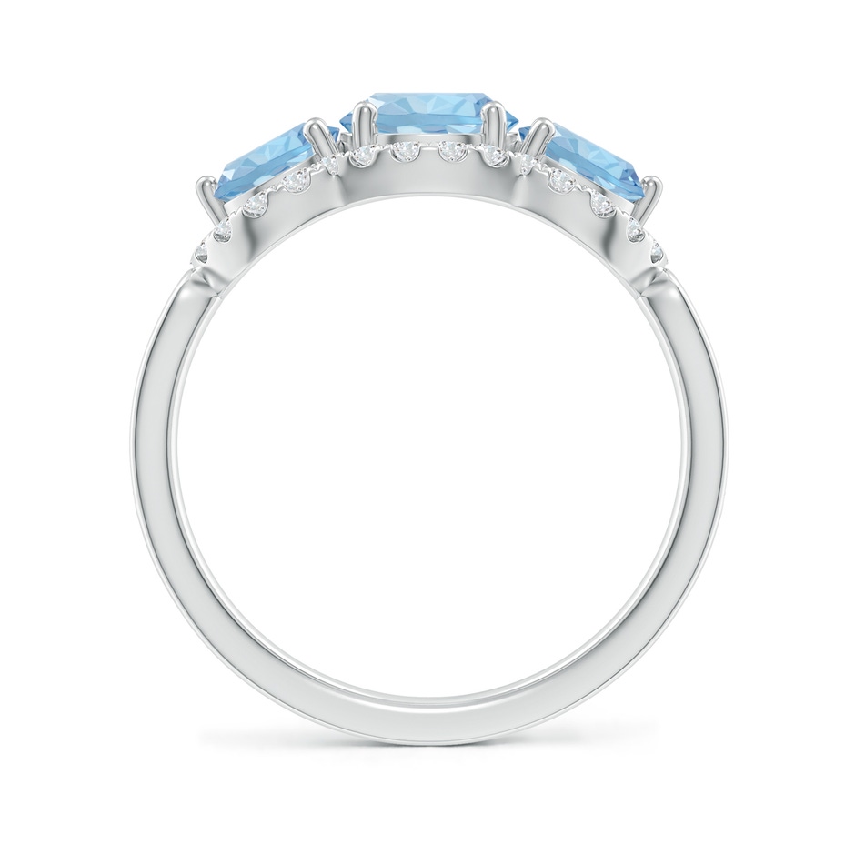 6mm AAA Floating Three Stone Aquamarine Ring with Diamond Halo in White Gold side 199