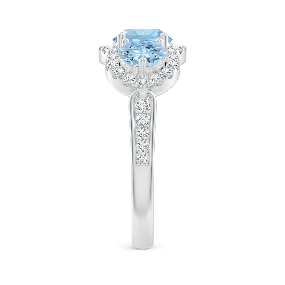 6mm AAA Floating Three Stone Aquamarine Ring with Diamond Halo in White Gold side 299