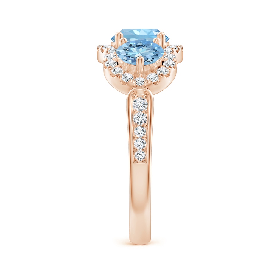 6mm AAAA Floating Three Stone Aquamarine Ring with Diamond Halo in 18K Rose Gold side 299