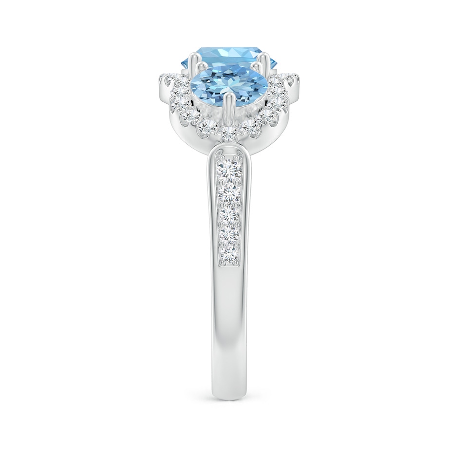6mm AAAA Floating Three Stone Aquamarine Ring with Diamond Halo in P950 Platinum side 299