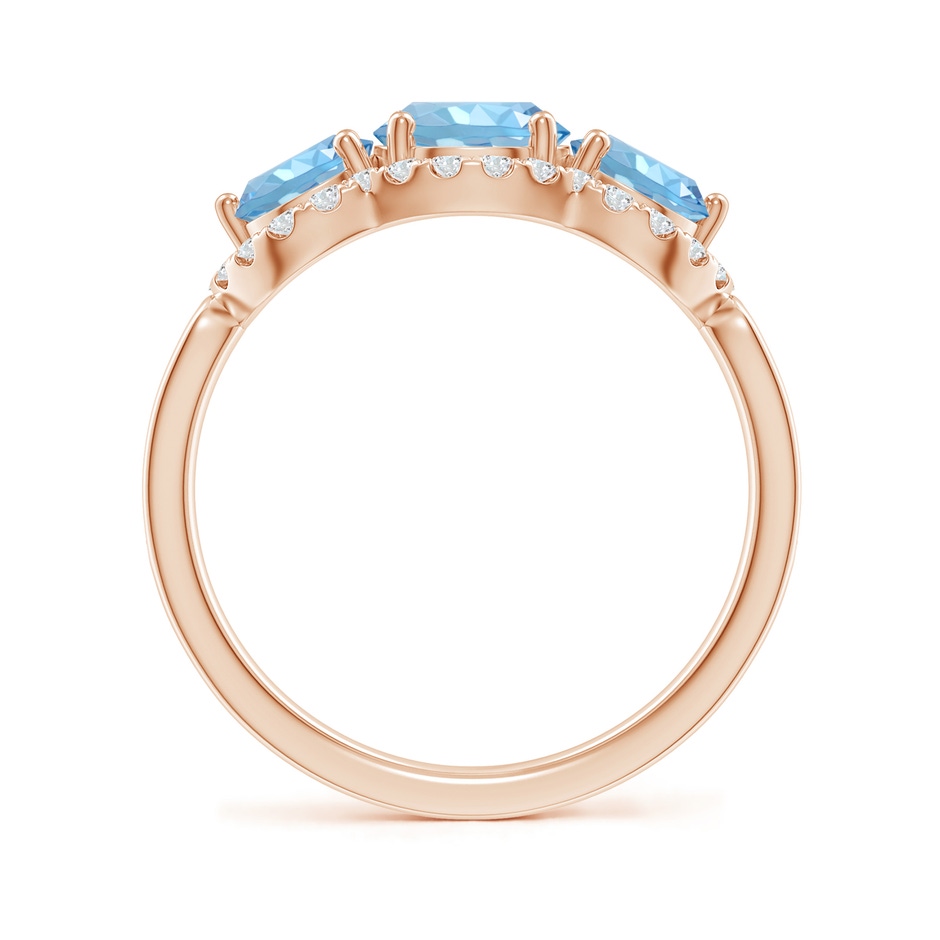 6mm AAAA Floating Three Stone Aquamarine Ring with Diamond Halo in Rose Gold side 199