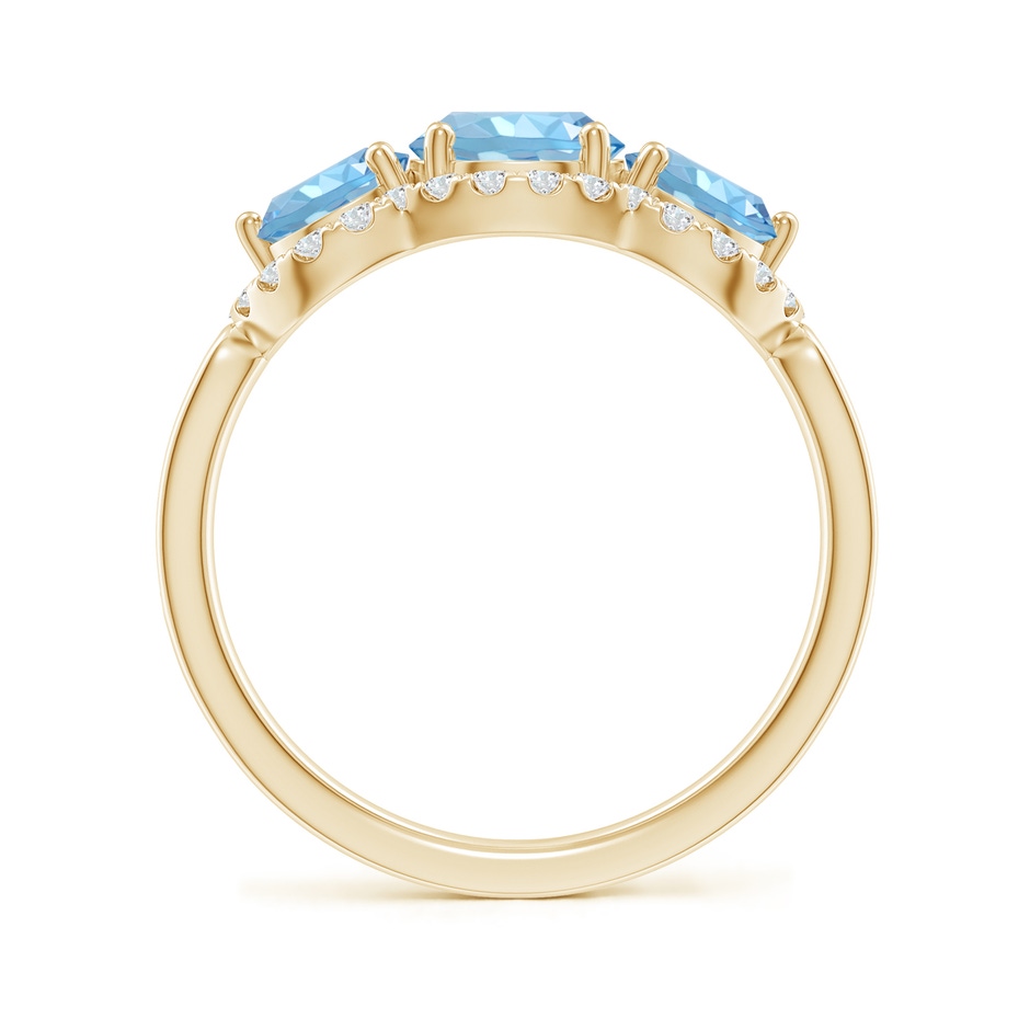 6mm AAAA Floating Three Stone Aquamarine Ring with Diamond Halo in Yellow Gold side 199